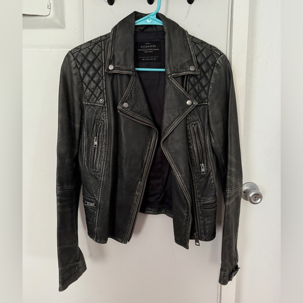 All Saints Lambskin leather moto jacket